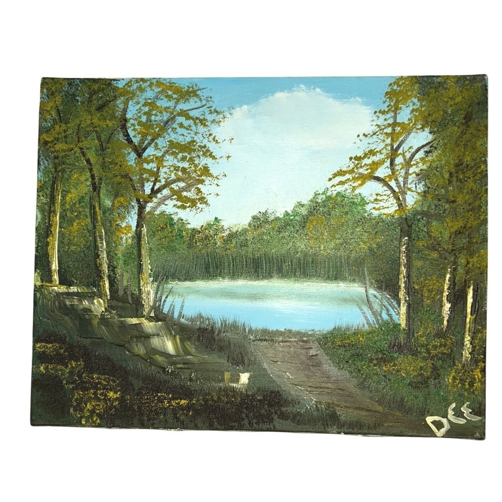 Original Oil Painting Landscape Art Lake Steps of Time 11x14 Signed Dee
